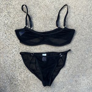 Lounge Bold Mesh Bra and Briefs in Black, Size XS NWOT